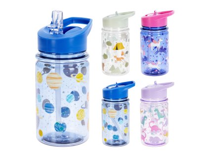 Láhev na pití  450ml dětská s brčkem PH mix barev, mix dekorů