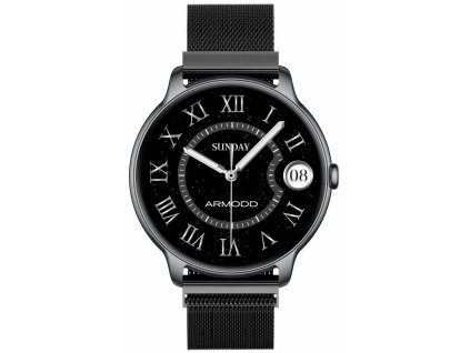 Slim s kovovým řemínkem Černá ARMODD