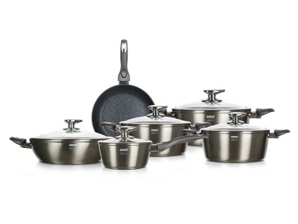 Sada nádobí METALLIC PLATINUM 11díl. nepřiln. povrch