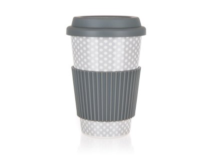 Hrnek 400ml GO ŠE silikon.víčko, keramický