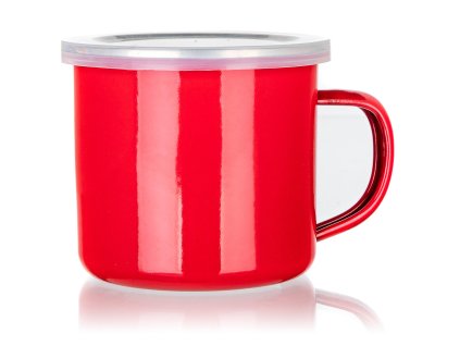 Hrnek smalt. pr. 9,5cm 0,5l MILTON ČRV + PH víko