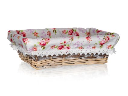 Košík ROSES obdélník. 26x18x8cm proutěný