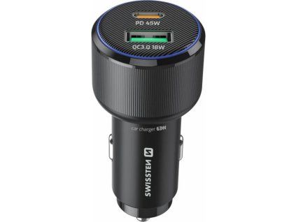 Adaptér USB-C PD + USB-A 63W SWISSTEN