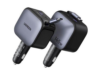 145W nab.do auta 2xUSB-C/USB-A+kabUGREEN