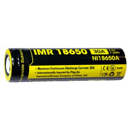 IMR 18650 Li-Mn akumulátor 3,6V / 2000mAh, 7,2Wh (30A)