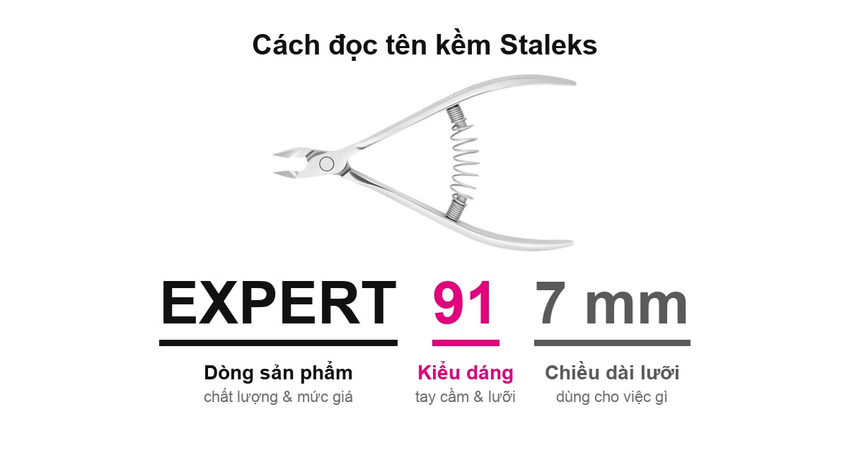 Cách đọc tên kềm Staleks: dòng sản phẩm, kiểu dáng, chiều dài lưỡi
