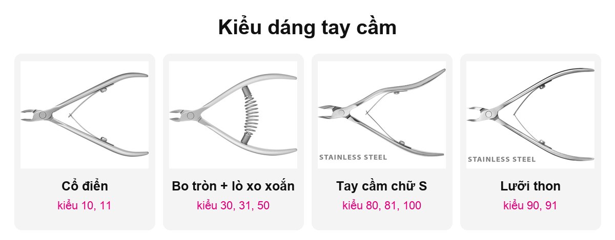Các kiểu tay cầm kềm Staleks