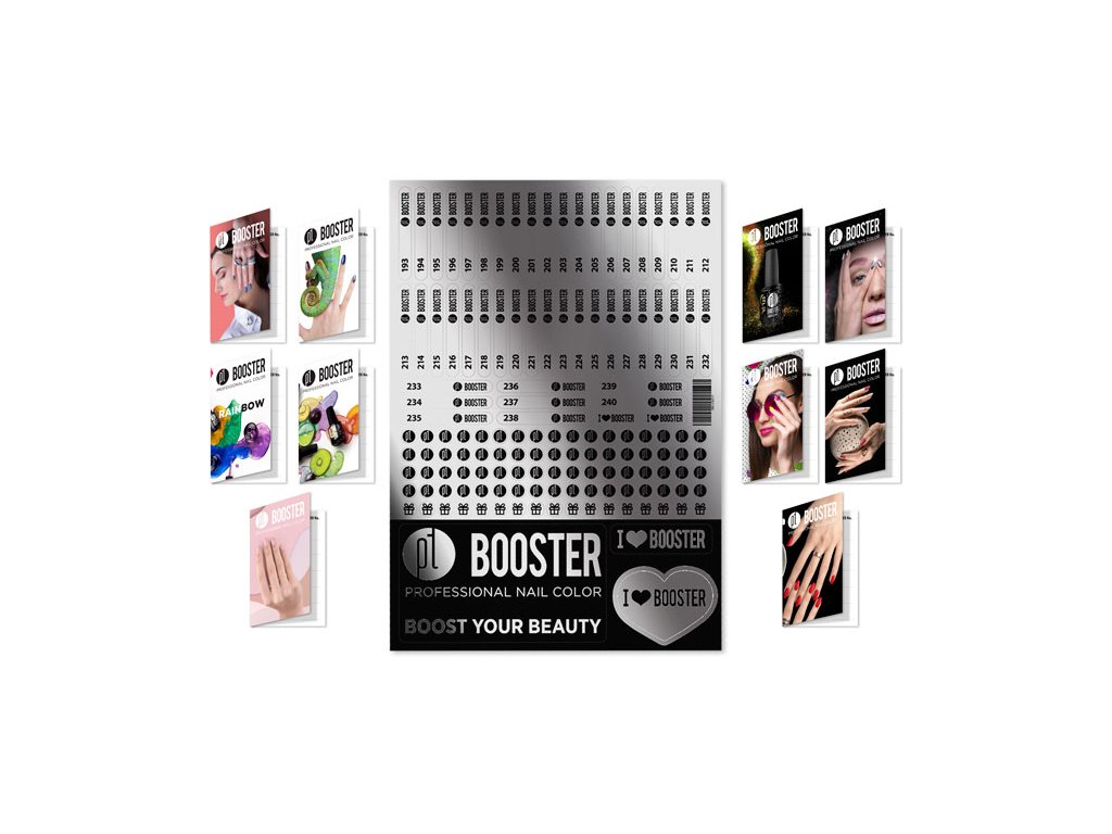 Platinum BOOSTER Color Chart Stickers - polepky na vzorníky pro barvy (193-240) + 10ks věrnostních kartiček