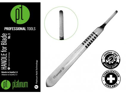 Platinum HANDLE FOR SCALPEL BLADE - Cán dao bằng kim loại không gỉ N.3 (có thể khử trùng)