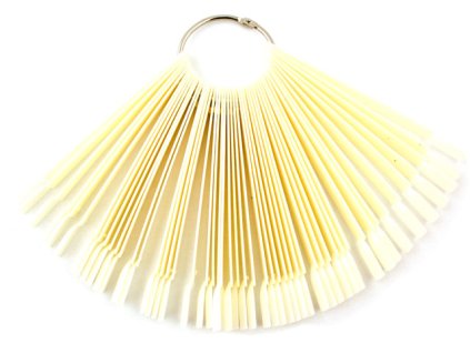 Tips Display RING - Plastový vzorník na kroužku 50 pozic, MLÉČNÝ