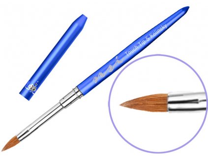 NSI CỌ - Touch Tip Kolinsky Blue -  hình trái xoan số. 5, tay cầm kim loại  có nắp bảo vệ