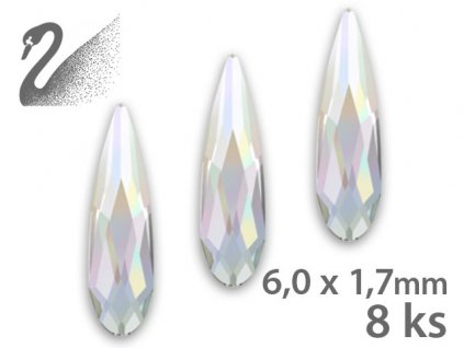 Swarovski Swarovski Overlays - Raindrop - Crystal AB (đá mài, kích thước 6.0 x 1.7mm) gói 8c