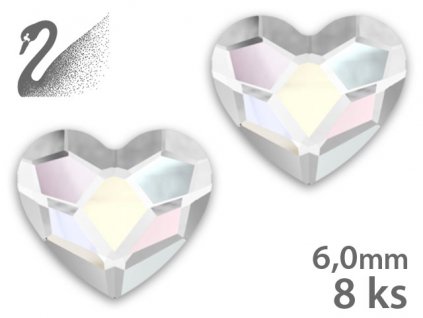 Swarovski Swarovski Overlays - Heart - Crystal AB (đá mài, kích thước 6.0mm) gói 8c
