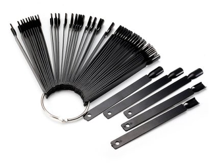 Tips Display RING - Plastový vzorník na kroužku 50 pozic, ČERNÝ