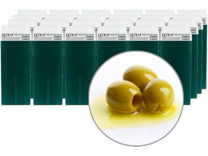 Depilia Liposoluble Wax - Sada Depilačních vosků - roll-on, velká hlava, 24ks x 100ml - Olivovy olej