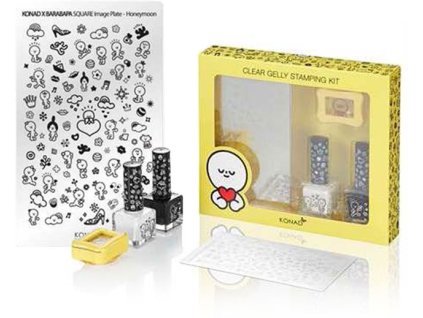 Konad Clear Gelly Stamping Kit - HONEY MOON - Bộ con dấu màu trong, gạt, khuân mẫu in trang trí square, sơn in màu đen trắng