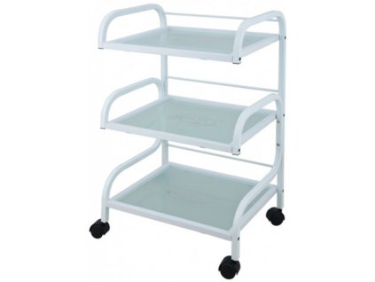 MedHelp Kovový stolek se 3 policemi z tvrzeného skla (54x40x83cm) (1014)