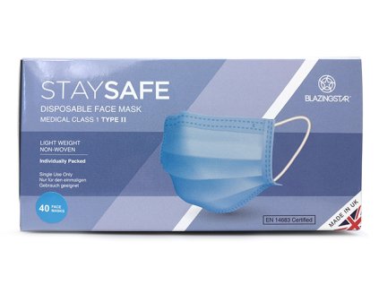 khẩu trang ba lớp màu xanh nam với dây chun - Extra High Quality - BLAZINGSTAR - 40c