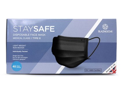 khẩu trang ba lớp màu đen với dây chun - Extra High Quality - BLAZINGSTAR - 40c