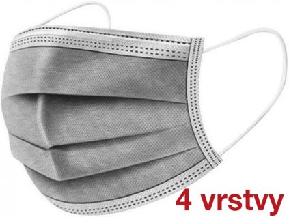 khẩu trang y tế màu XÁM bốn lớp với dây chun  – PREMIUM MEDICAL FACE MASK – 50c