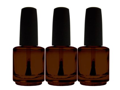 Lahvička hnědá prázdná 15ml s pogumovaným víčkem a patentovaným štětečkem 3ks