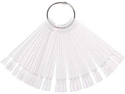 Tips Display RING - Plastový vzorník na kroužku 50 pozic, ČIRÝ