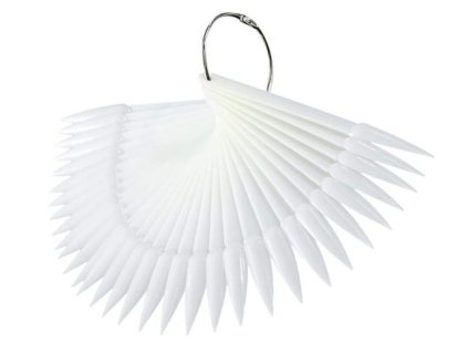 Stilleto Tips Display RING - plastový vzorník na kroužku s tipy stilleto, 50 pozic - MLÉČNÝ