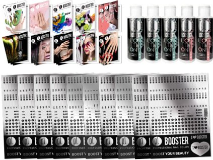 Platinum BOOSTER polepky na vzorníky (01-332 a efekty) + 100ks věrnostních kartiček a lotiony 5x100ml
