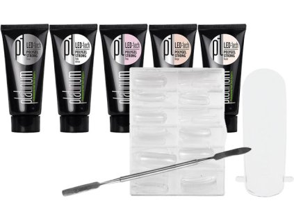 Platinum PŘEDOBJEDÁVKOVÁ SADA LED-tech POLYGEL Strong PASTE (5x30g) s formami a špachtlí