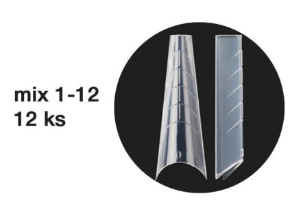 Platinum Dual forms - MODERN ALMOND TIP - pinčovaná mandle tipy, mix 1-12, 12ks – testovací balení