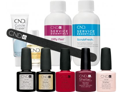 CND SHELLAC™ - starter kit II - 5ks SHELLAC™; 3c dung dịch hỗ trợ, dũa, Dầu