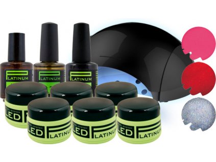 Platinum PLATINUM LED - ADVANCED KIT bộ làm móng lớn với đèn LED BLACK thìaEN 40W + 3 x 9g gel màu