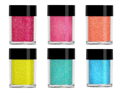 Lecenté Iridescent Nail Glitters - sada 6 odstínů duhových glitrů