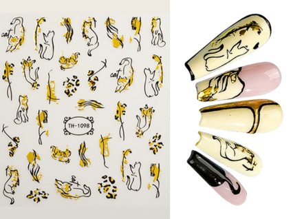 Nail Stickers - Samolepky na nehty - Gold Cat