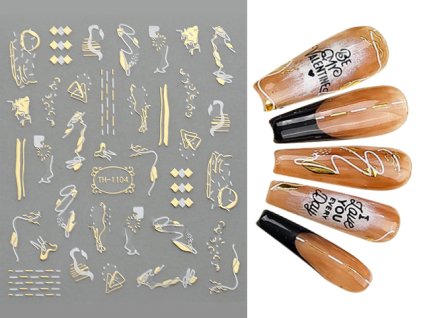 Nail Stickers - Samolepky na nehty - Gold and White 01