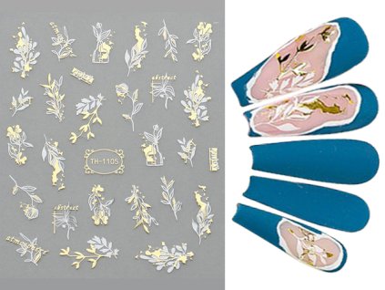 Nail Stickers - Samolepky na nehty - Gold and White 02