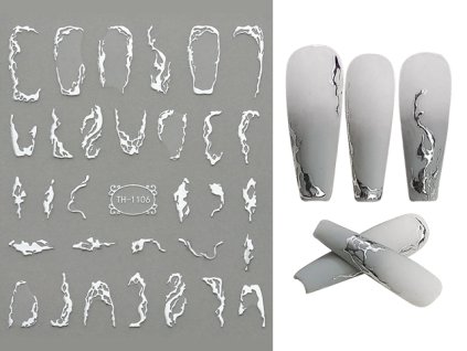 Nail Stickers - Samolepky na nehty - Silver Abstract 01