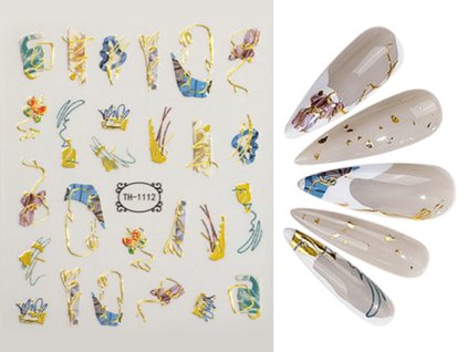Nail Stickers - Samolepky na nehty - Gold Flora 02