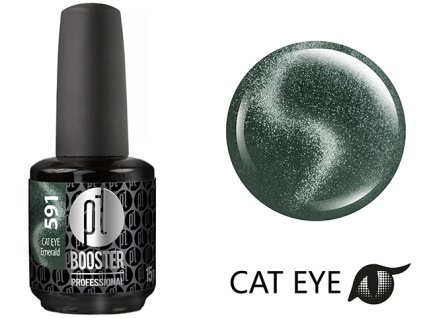 Platinum LED-tech BOOSTER COLOR - Cat Eye Diamond - Emerald (591), 15ml - Gel-lak BEZ PILOVÁNÍ