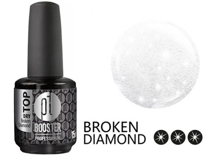 Platinum LED-tech BOOSTER COLOR - Top DRY Broken Diamond, 15ml - bezvýpotkový třpytivý vrchní gel-lak