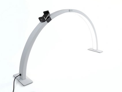 Platinum Half Moon Desk Lamp + Phone Holder - White