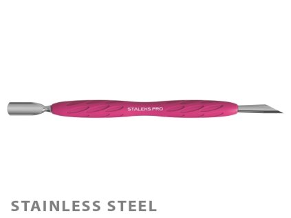 Staleks Manicure pusher with silicone handle UNIQ PQ-10/2 (narrow rounded pusher + slanted pusher)