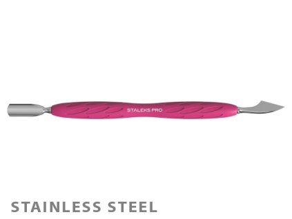 Staleks Manicure pusher with silicone handle UNIQ PQ-10/3 (narrow rounded pusher + hatchet)
