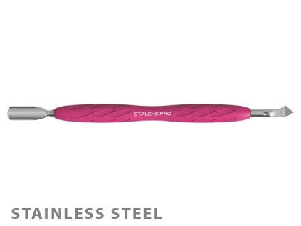 Staleks Manicure pusher with silicone handle UNIQ PQ-10/4.2 (narrow rounded pusher + bent blade)