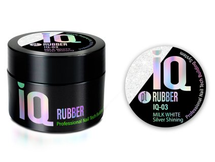 Platinum NEW Rubber IQ 40g - Milk White SILVER (03), pružný stavební gel - třpytivý,mléčný bílý,stříbrný