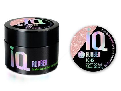 Platinum NEW Rubber IQ 40g - Soft Coral SILVER (15), pružný stavební gel - třpytivý,světle korálový,stříbrný