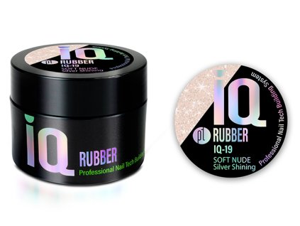 Platinum NEW Rubber IQ 40g - Soft Nude SILVER (19), pružný stavební gel - třpytivý,světle tělový,stříbrný