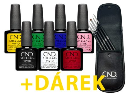CND Sada CND™ SHELLAC™ VIVID - Kolekce 7ks vysoce krycích gel laků pro Nail Art a DÁREK
