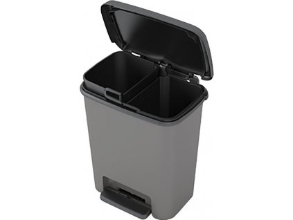 Kôš KIS Compatta recycling, 11+11L, čierny/sivý, 28x38x43 cm, na odpadky