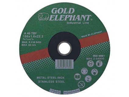 Kotúč Gold Elephant 41AA 125x1,0x22,2 mm, rezný na kov a nerez A46TBF